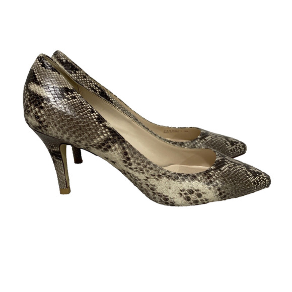 Cole Haan Grand OS Size 7.5M Faux Snakeskin Pumps Cream & Gray Career Shoes - Picture 7 of 12